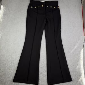 ZARA WOMAN Black Trousers High Waist Flared Leg Career Pants Size L (W: 34 L:34)